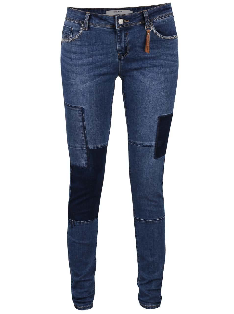 Modré džíny se záplatami Vero Moda Five