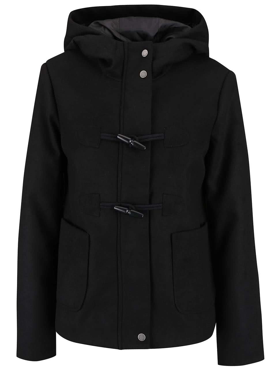 Černý kratší kabát s kapucí Vero Moda Modaliga
