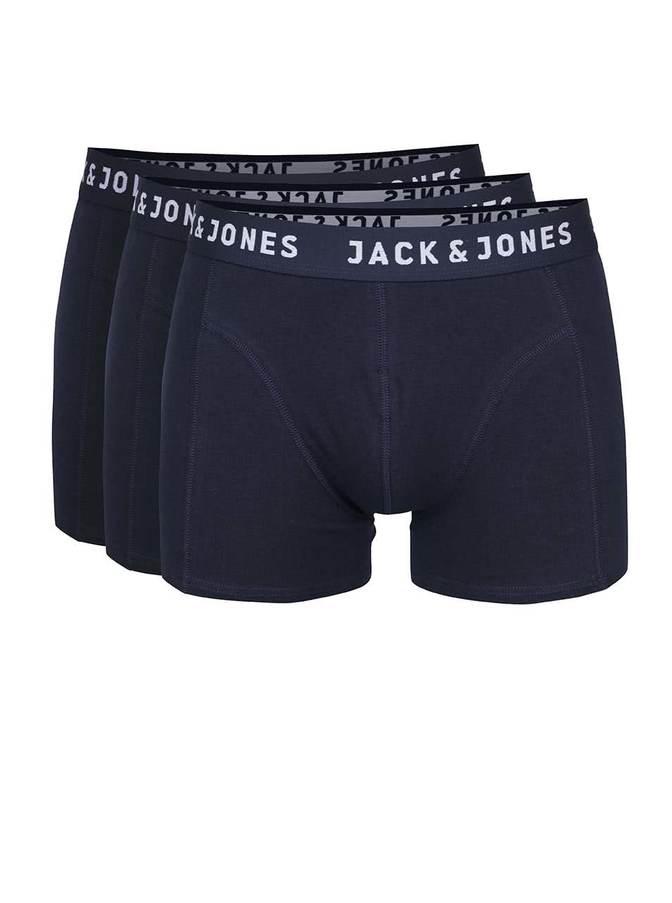 Sada tří tmavě modrých boxerek Jack & Jones Lincoln
