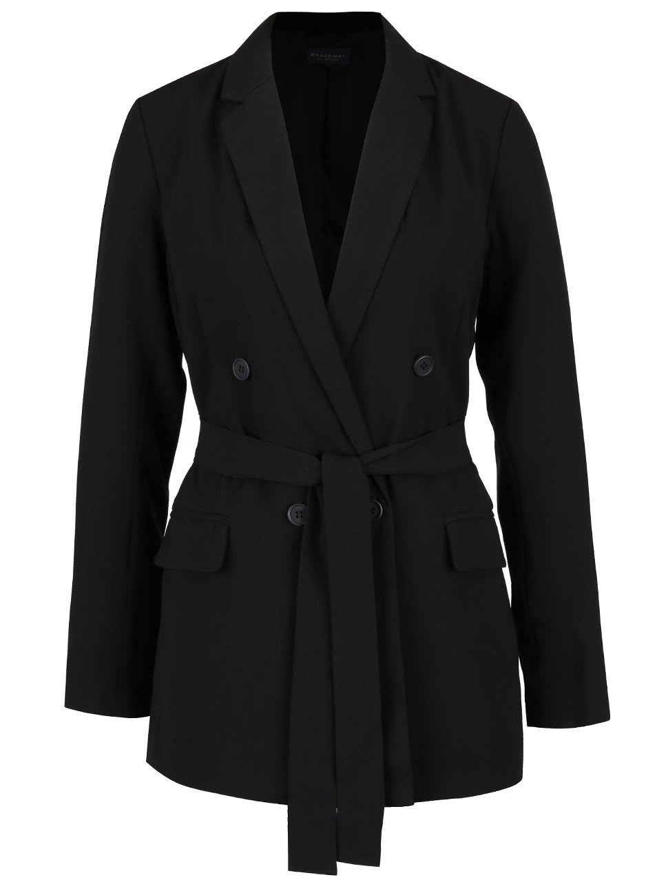 Černý dámský kabát s páskem Broadway Noela