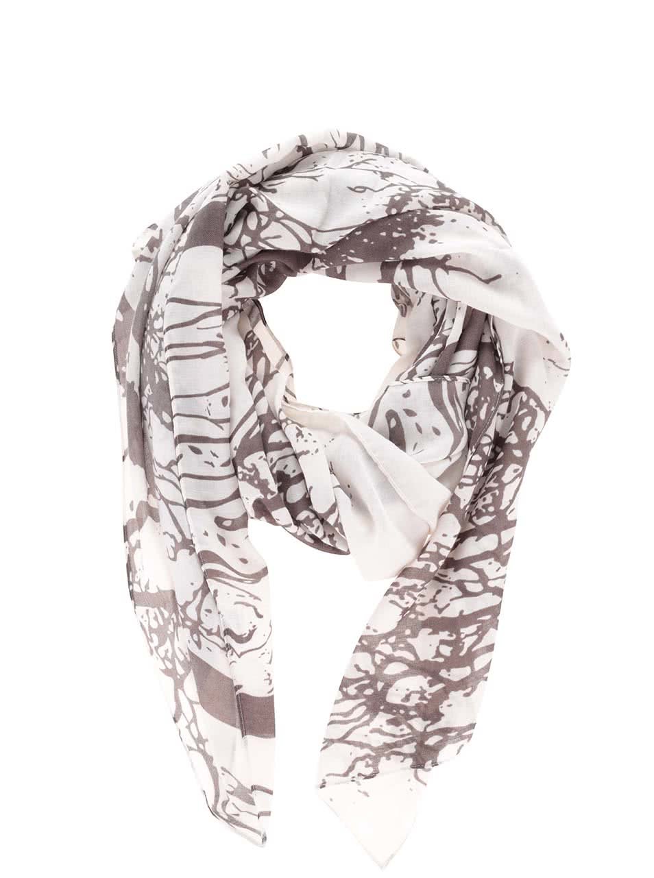 Hnědo-krémový dámský šátek s motivem stromů Broadway Oddrun