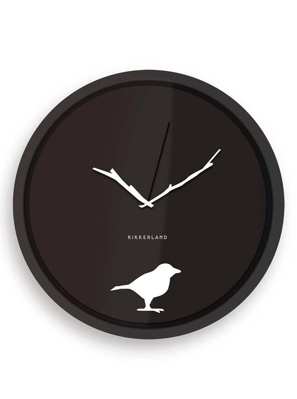 Černé nástěnné hodiny Kikkerland Bird Silhoutte