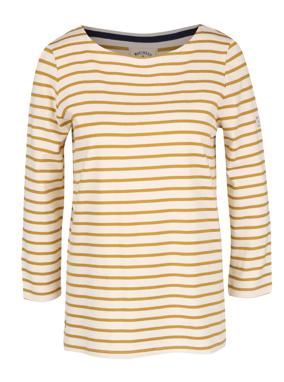 Žluto-krémové dámské pruhované tričko s 3/4 rukávem Tom Joule Harbour
