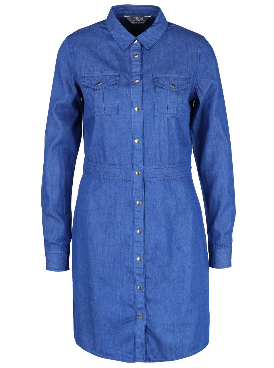Modré džínové šaty na patentky Dorothy Perkins