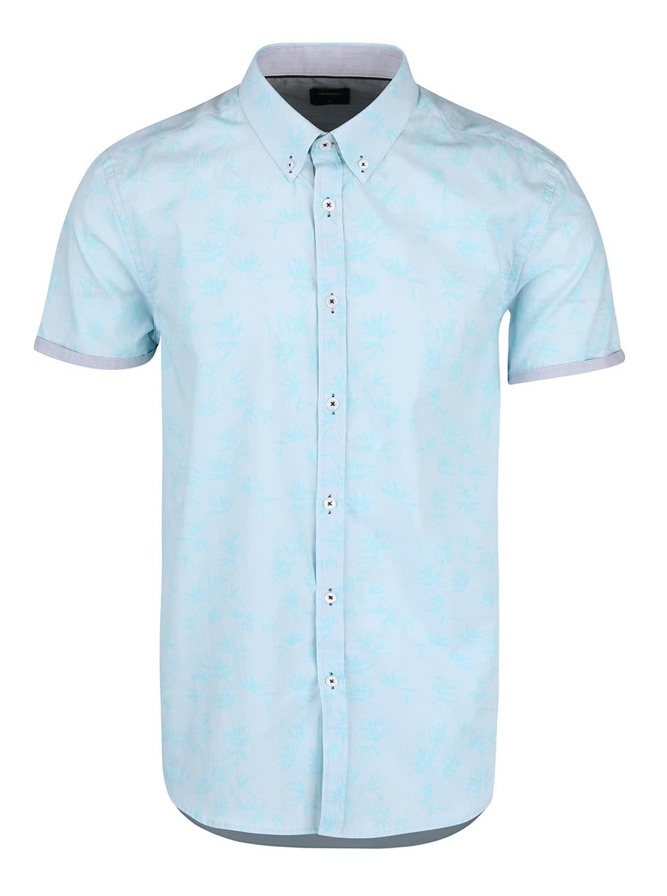 Světle modrá vzorovaná košile s krátkým rukávem Burton Menswear London