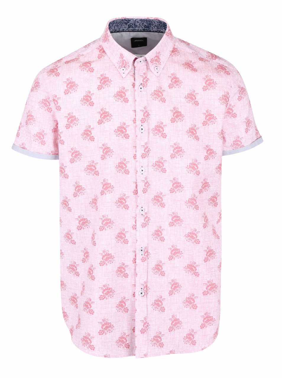 Růžová košile s květovaným vzorem a krátkým rukávem Burton Menswear London