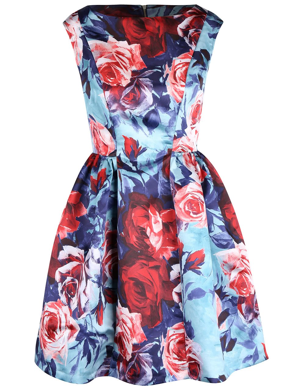 Modré šaty s potiskem růží Closet