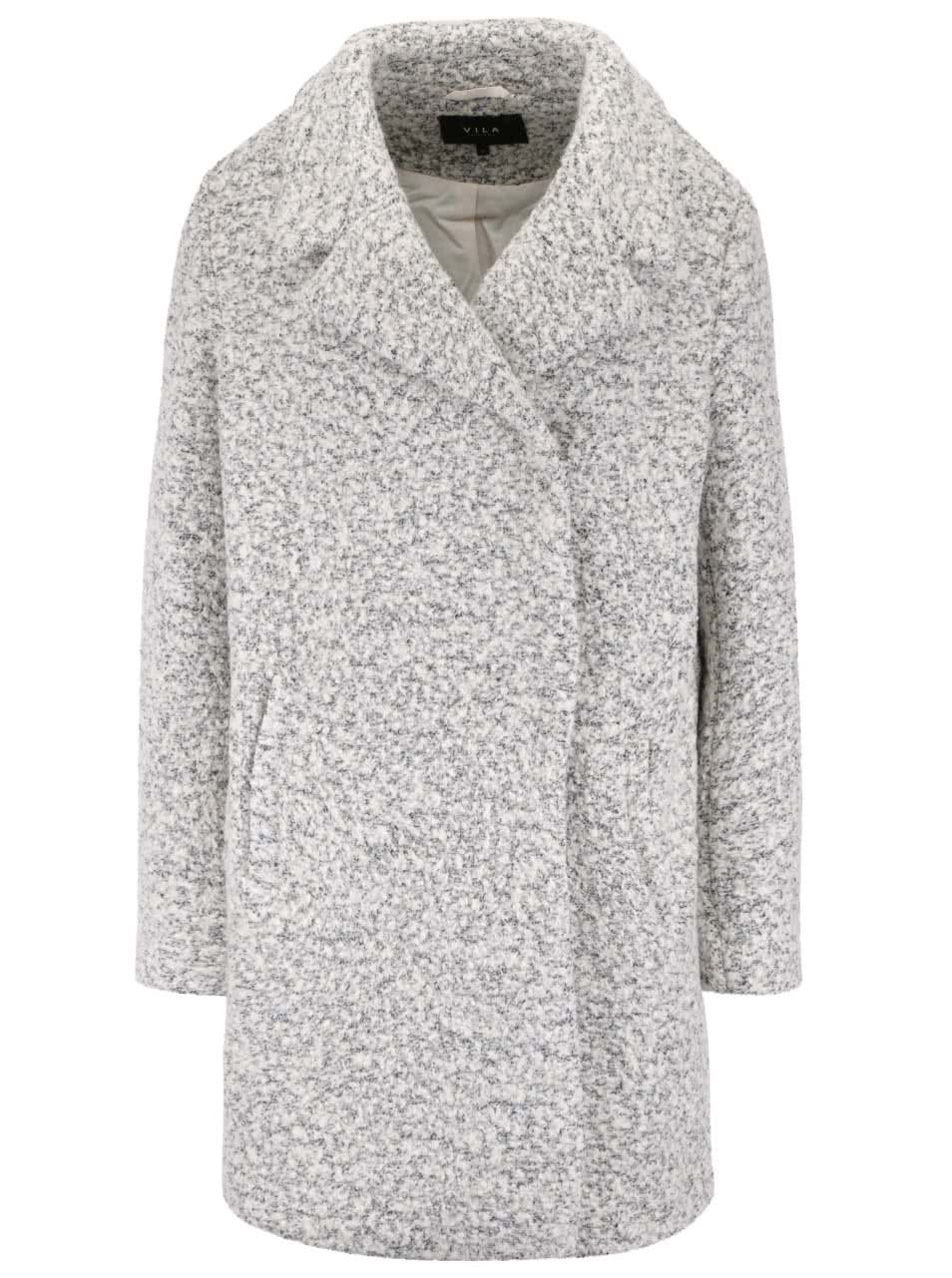 Krémovo-šedý melírovaný kabát VILA Winter