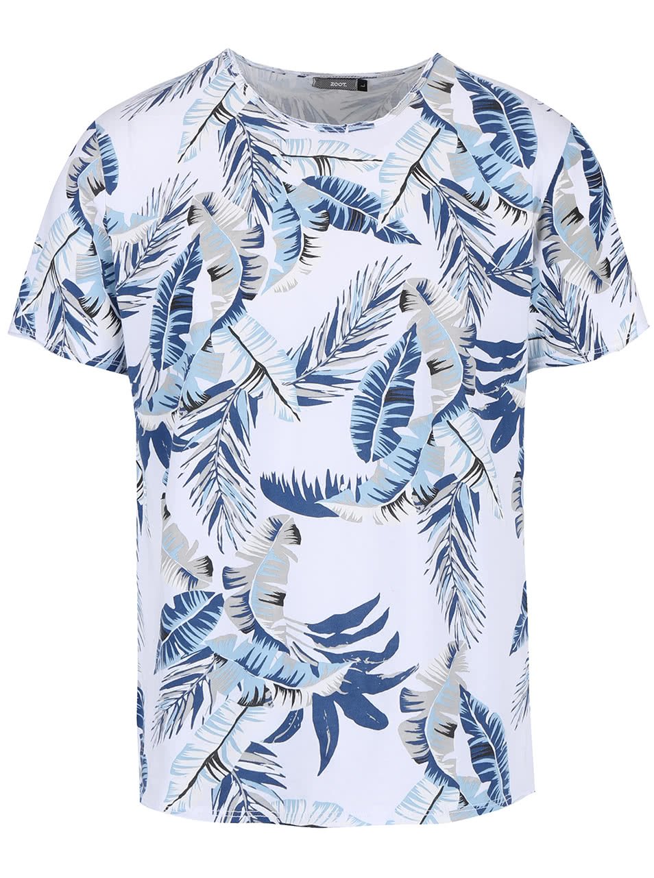 Bílé pánské triko s modrým tropickým vzorem ZOOT