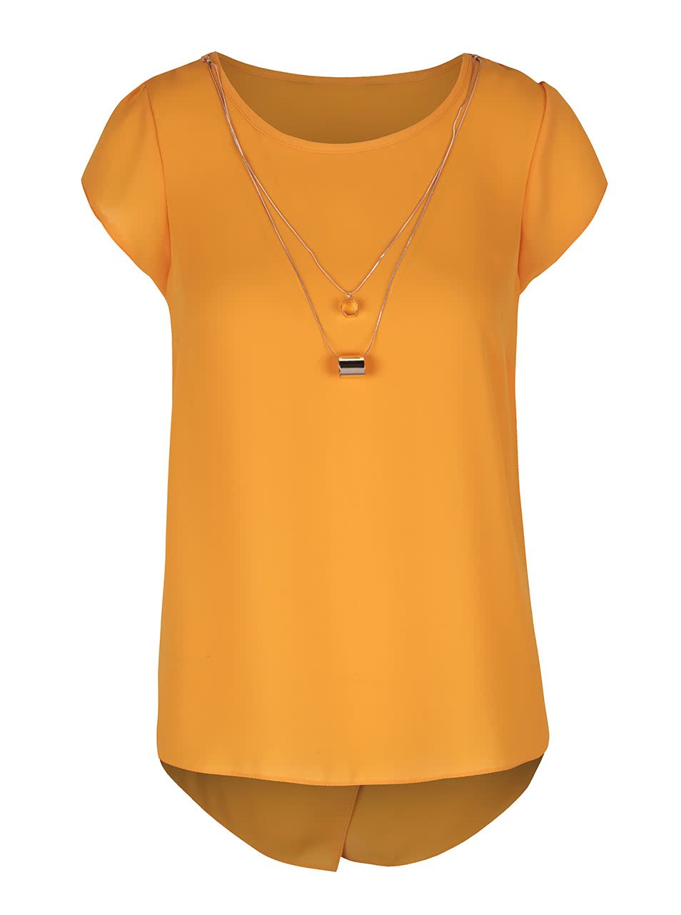 Oranžová halenka s náhrdelníky ve zlaté barvě Dorothy Perkins