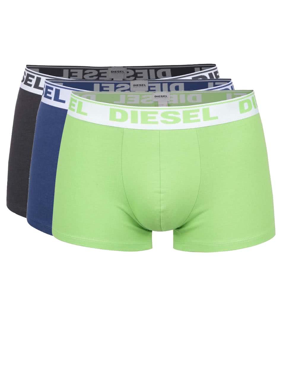 Sada tří boxerek v zelené, modré a šedé barvě Diesel