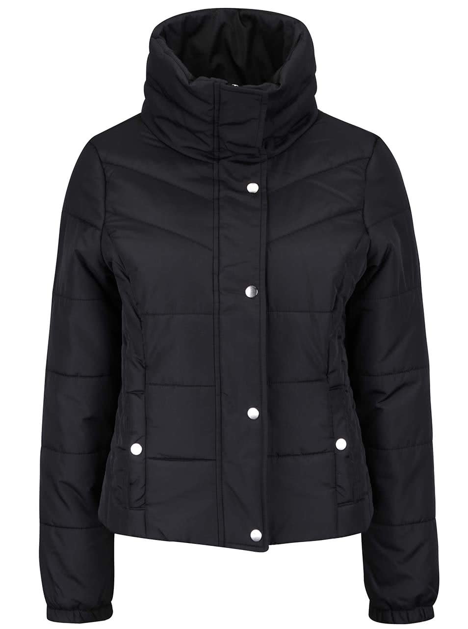 Černá prošívaná bunda s vysokým límcem Vero Moda Papette