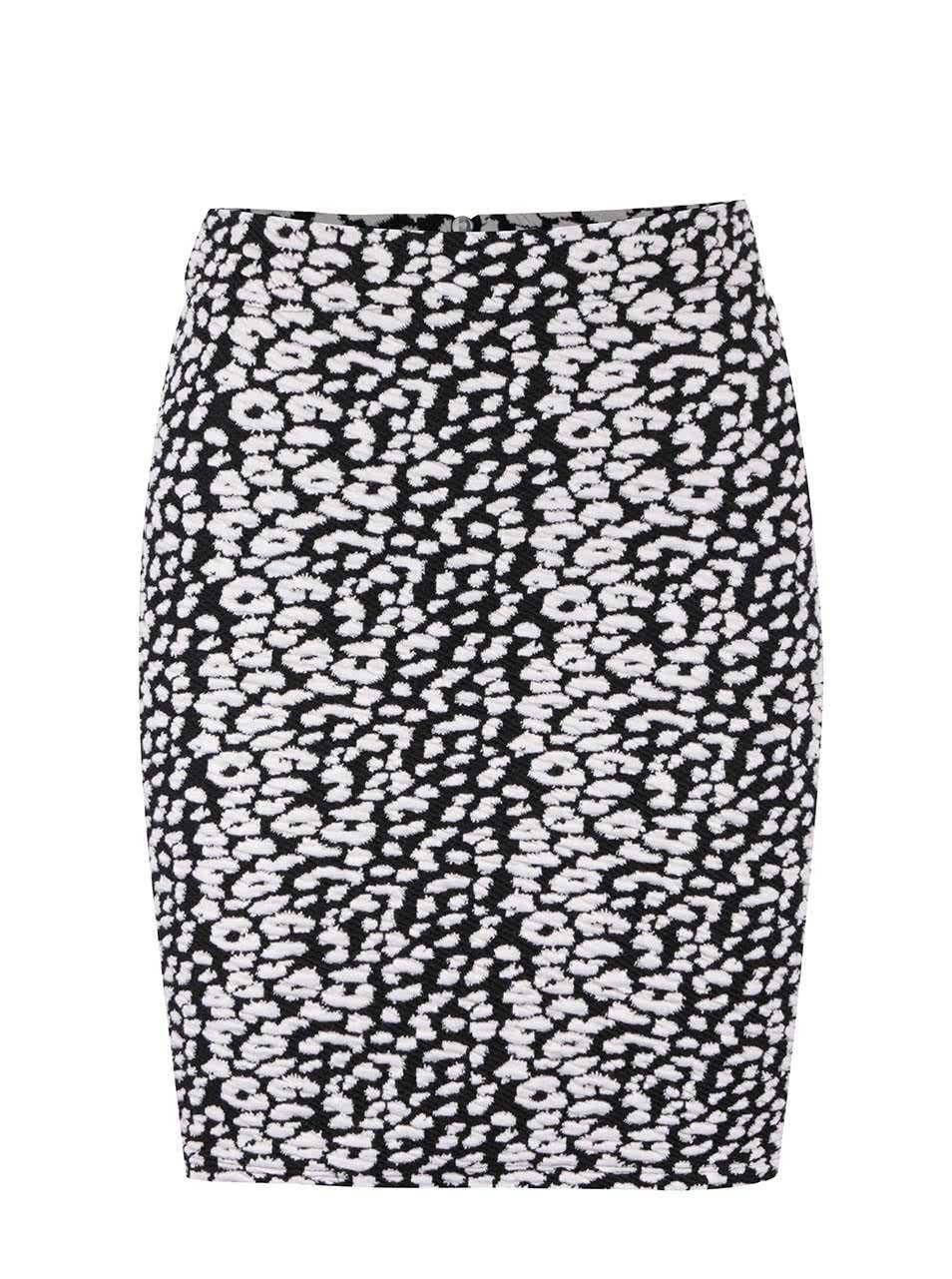 Černo-bílá vzorovaná sukně s plastickým vzorem Miss Selfridge