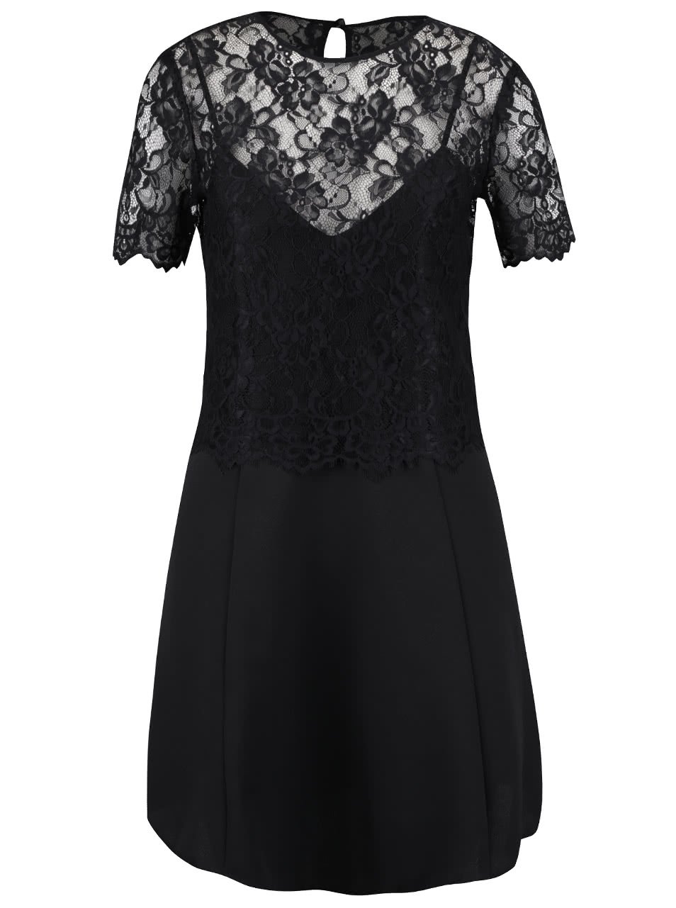 Černé šaty s krajkovým topem Miss Selfridge