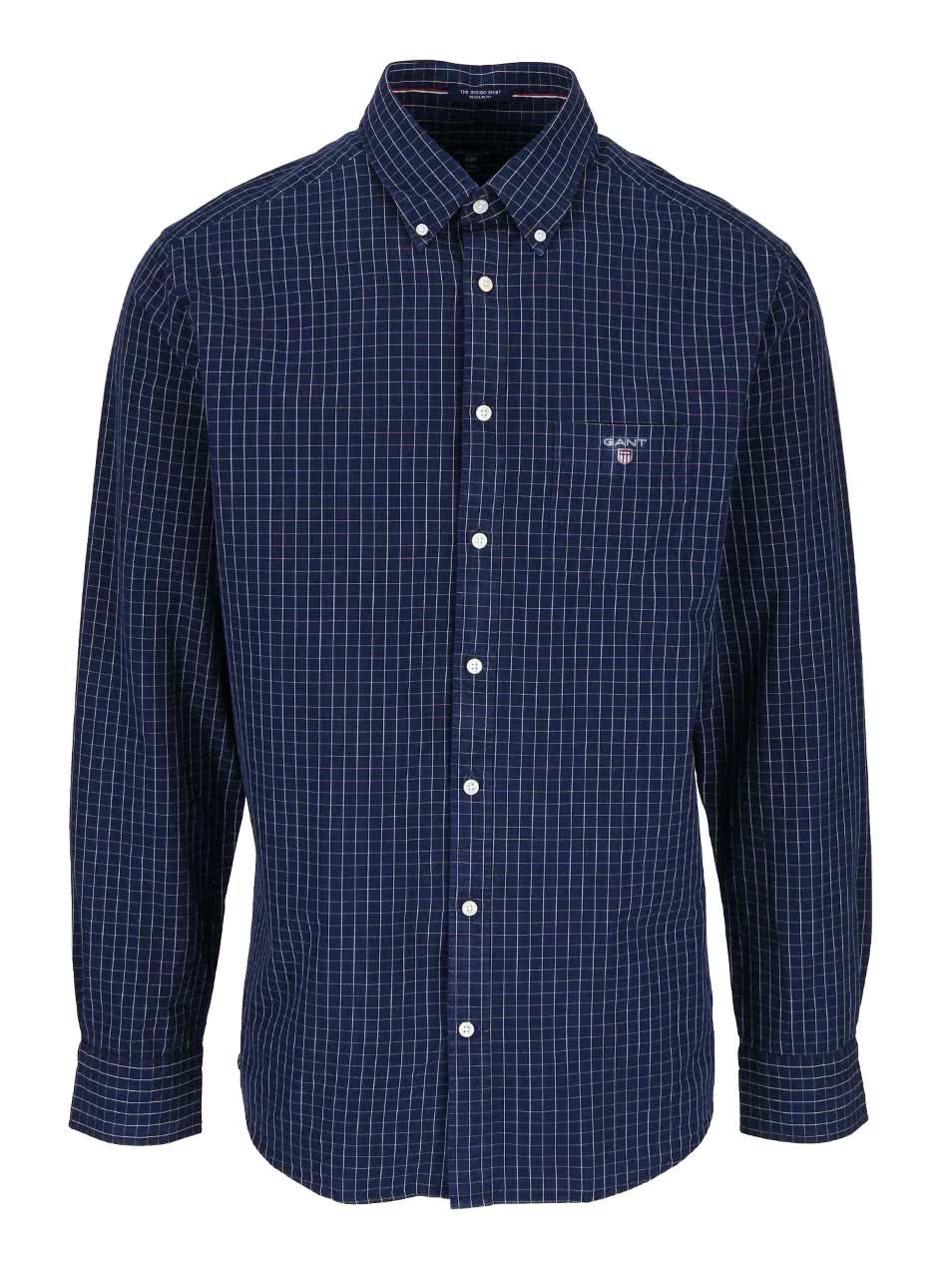 Tmavě modrá pánská košile s kostkovaným vzorem GANT