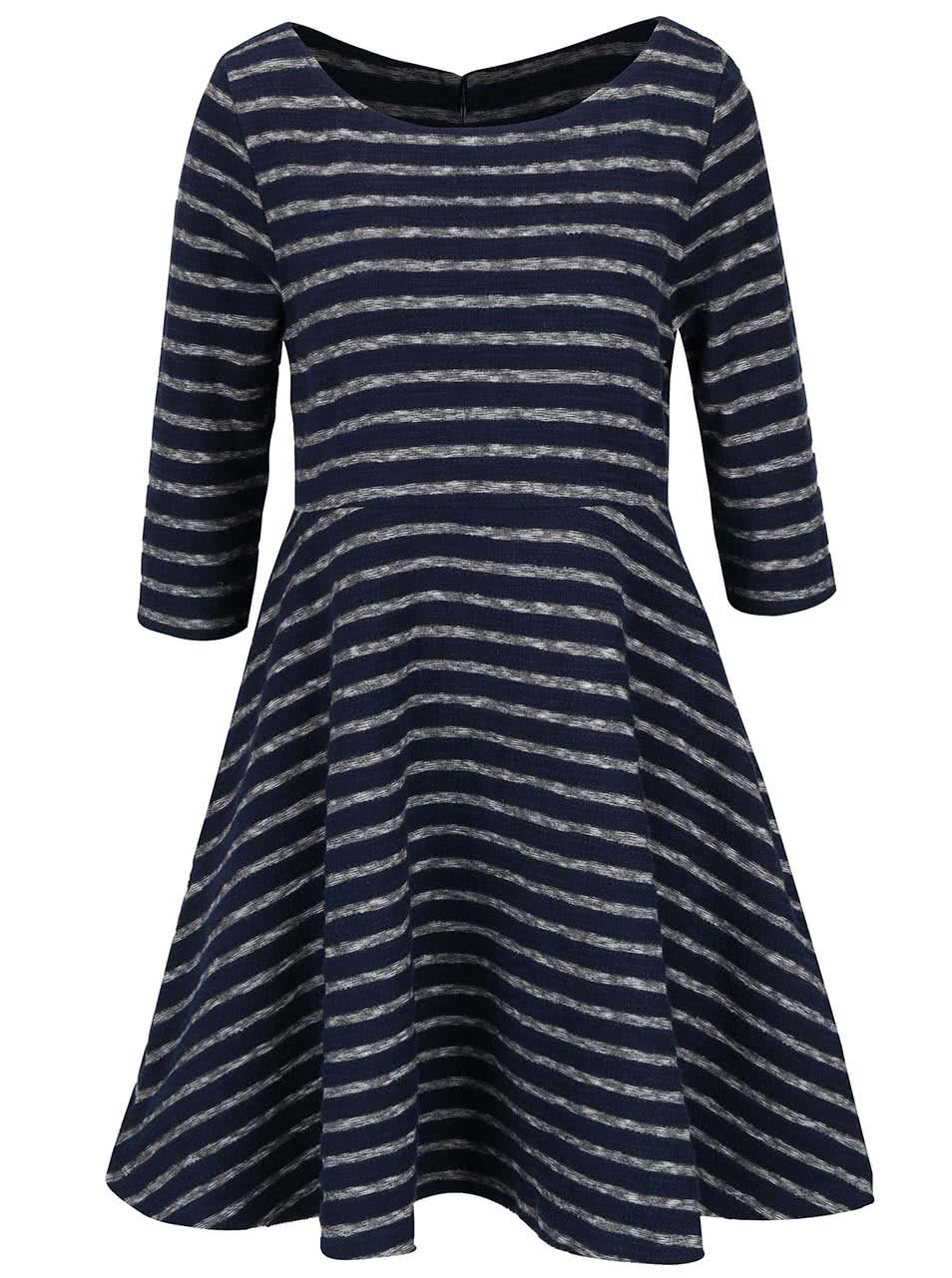 Šedo-modré pruhované šaty Brakeburn Jaquard Stripe