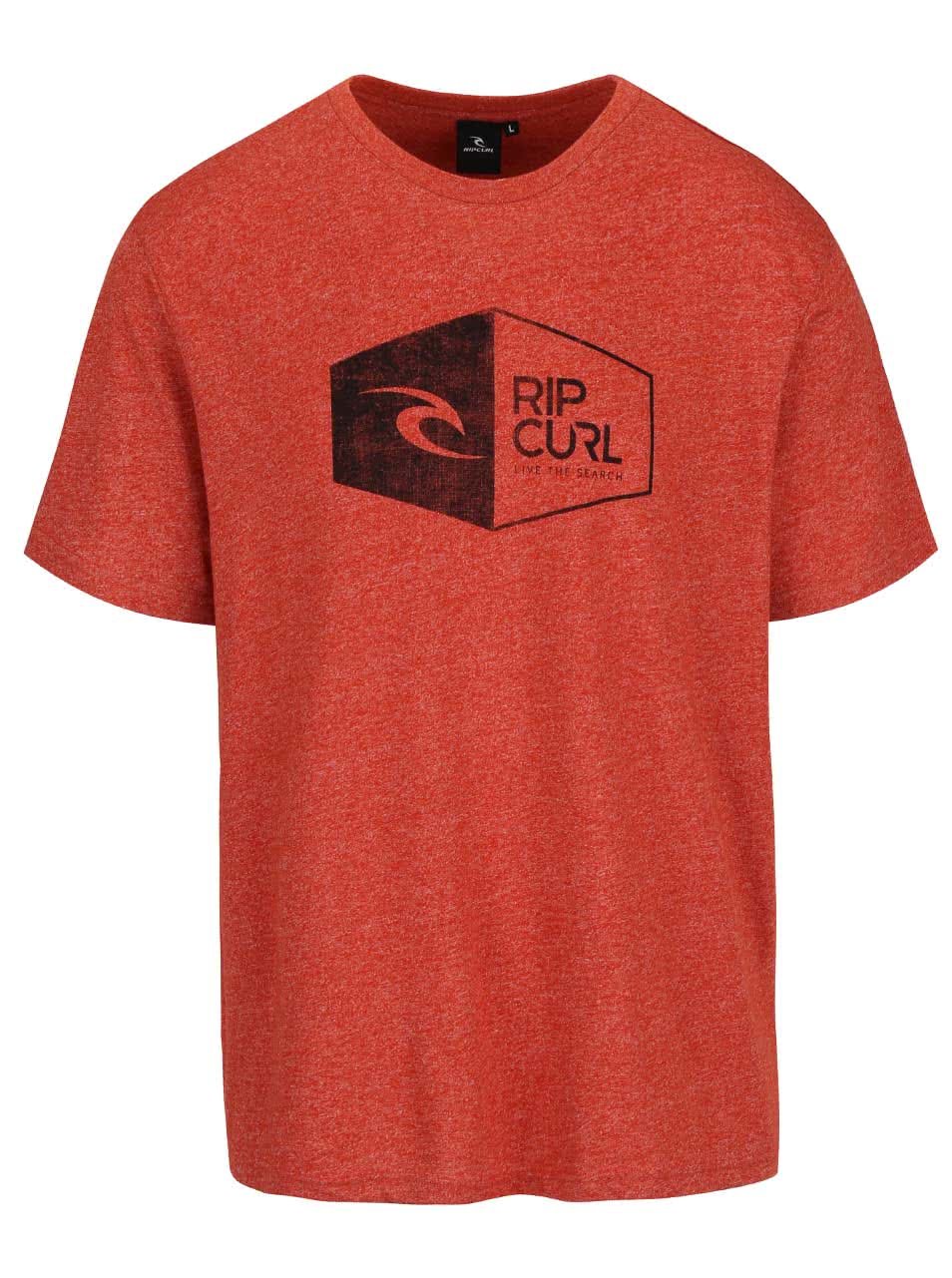 Cihlové žíhané pánské triko s potiskem Rip Curl 3D Icon SS Tee