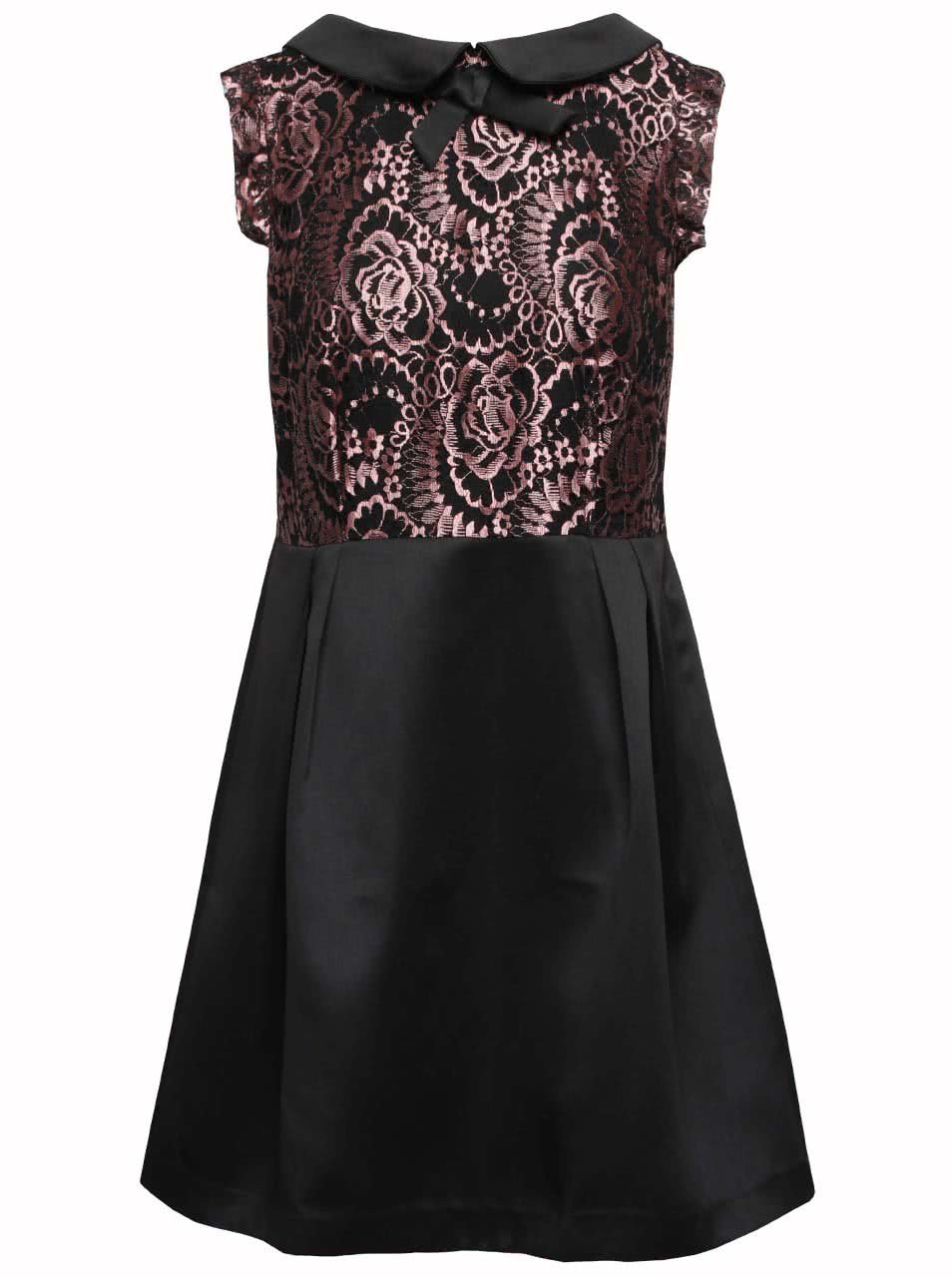 Černé šaty s růžovými krajkovými detaily Wolf & Whistle