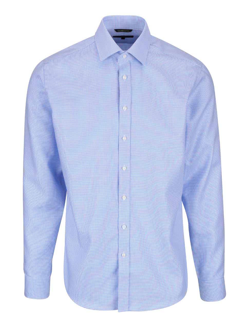 Světle modrá formální slim-fit košile s jemným vzorem Seven Seas