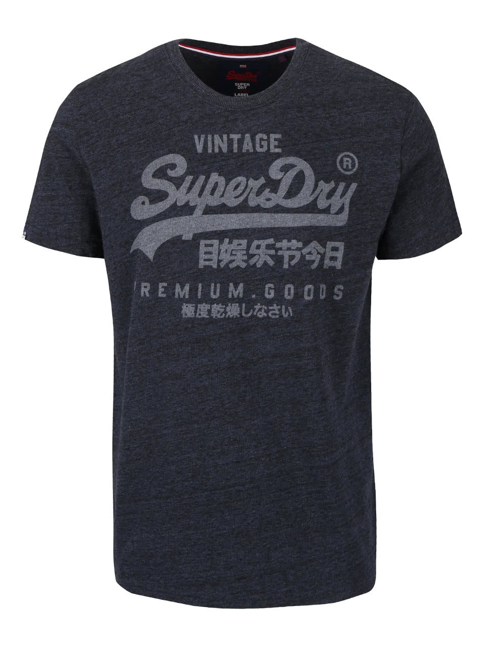Tmavě šedé pánské žíhané triko s nápisem Superdry