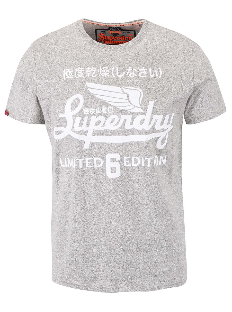 Světle šedé žíhané pánské triko s nápisem Superdry