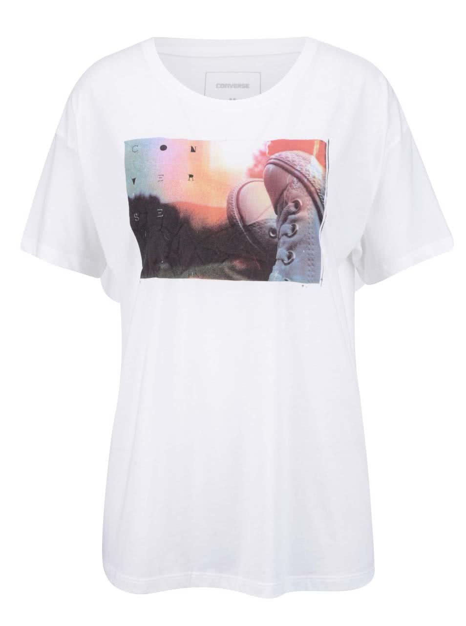 Krémové dámské tričko s barevným potiskem Converse
