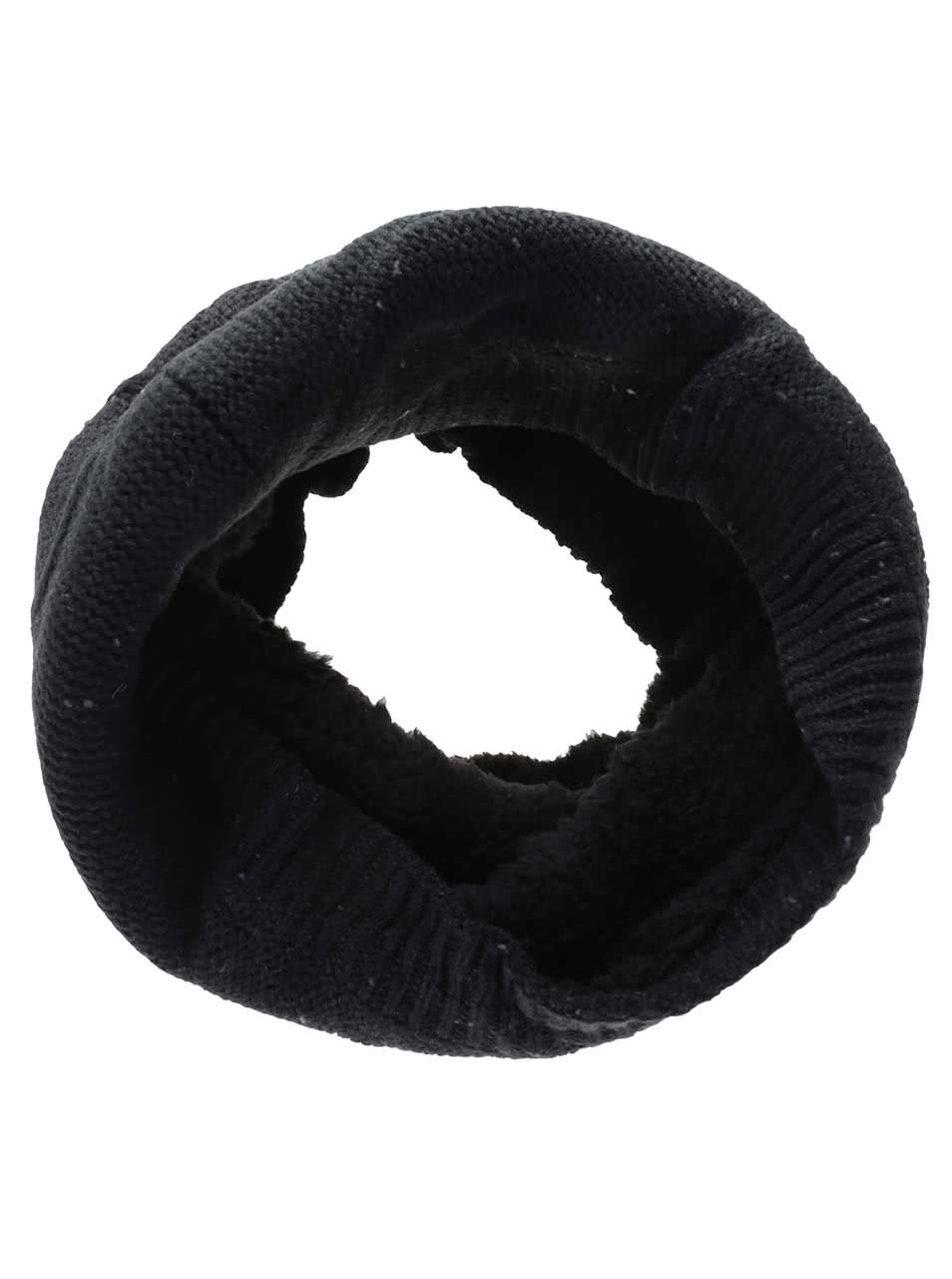 Černá dutá šála s pleteným vzorem Blend