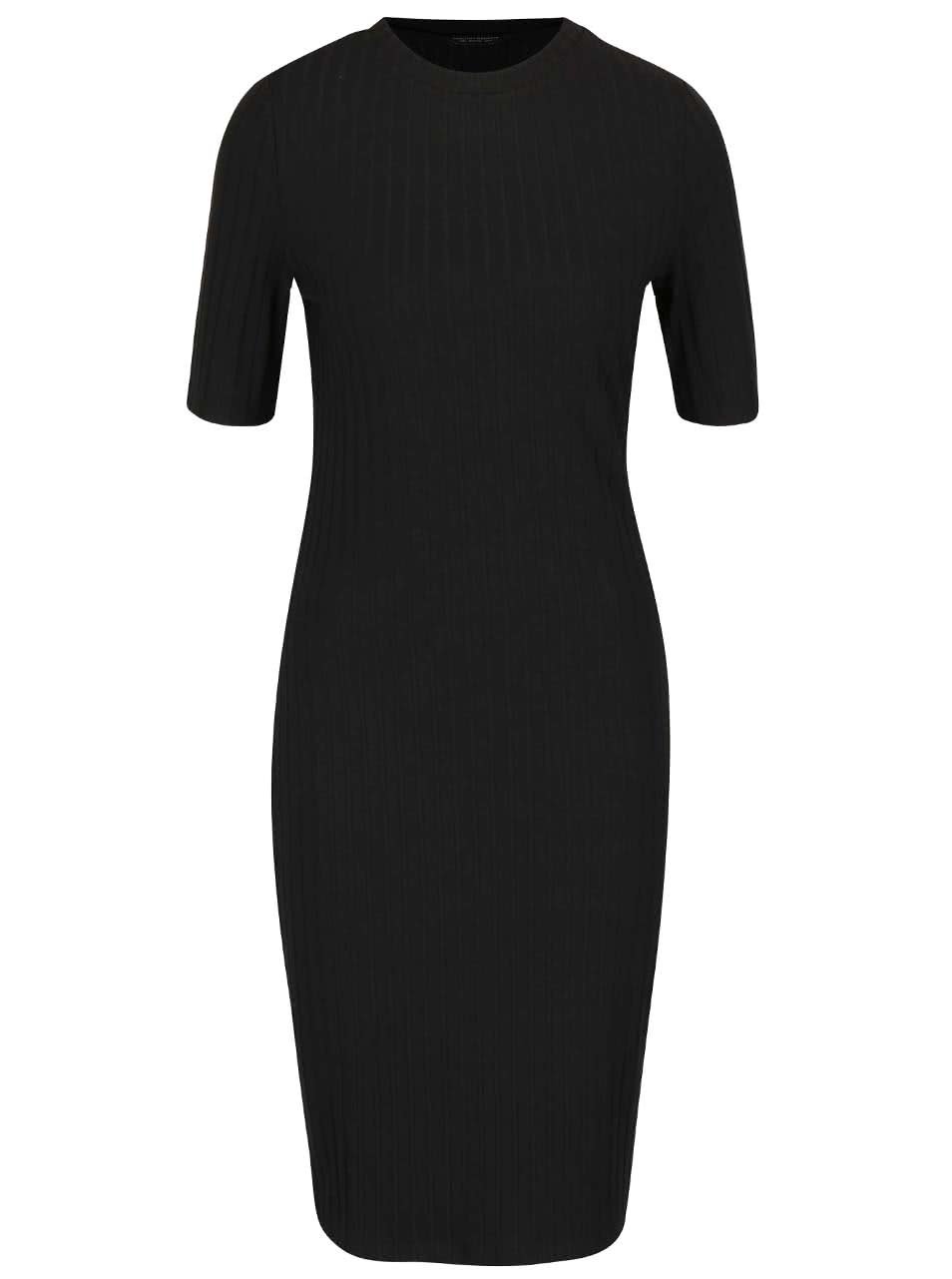 Černé žebrované šaty Dorothy Perkins