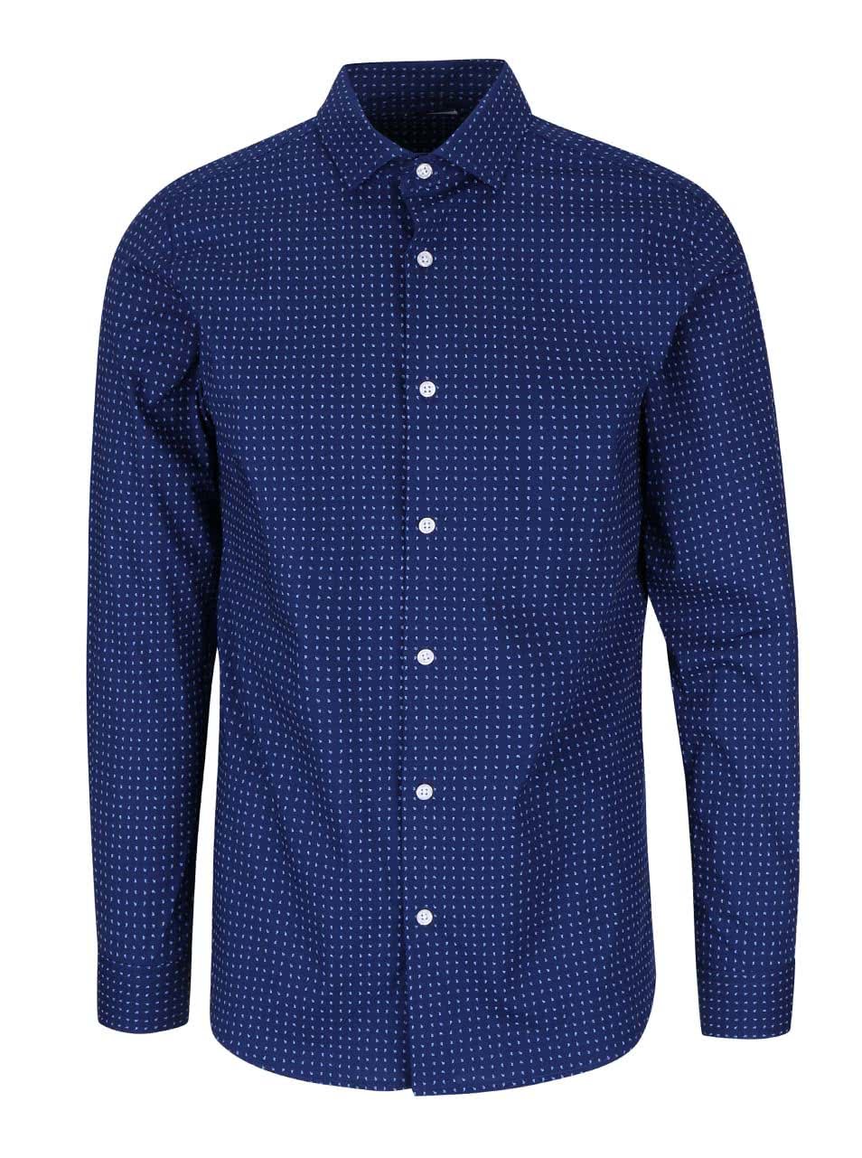 Tmavě modrá vzorovaná slim fit košile Selected Homme Pisa