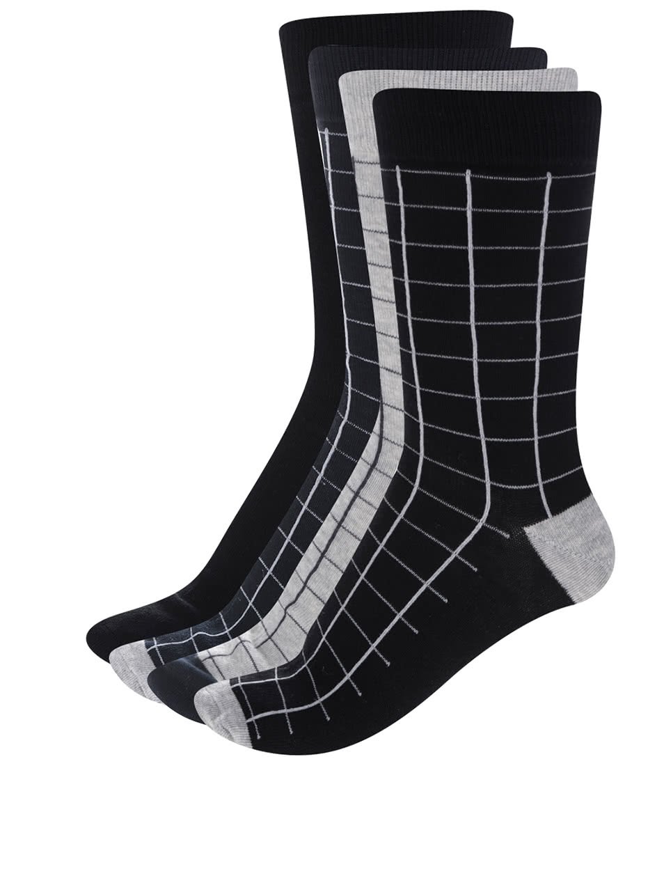Sada čtyř párů ponožek v černé, šedé a modré barvě ONLY & SONS Niels