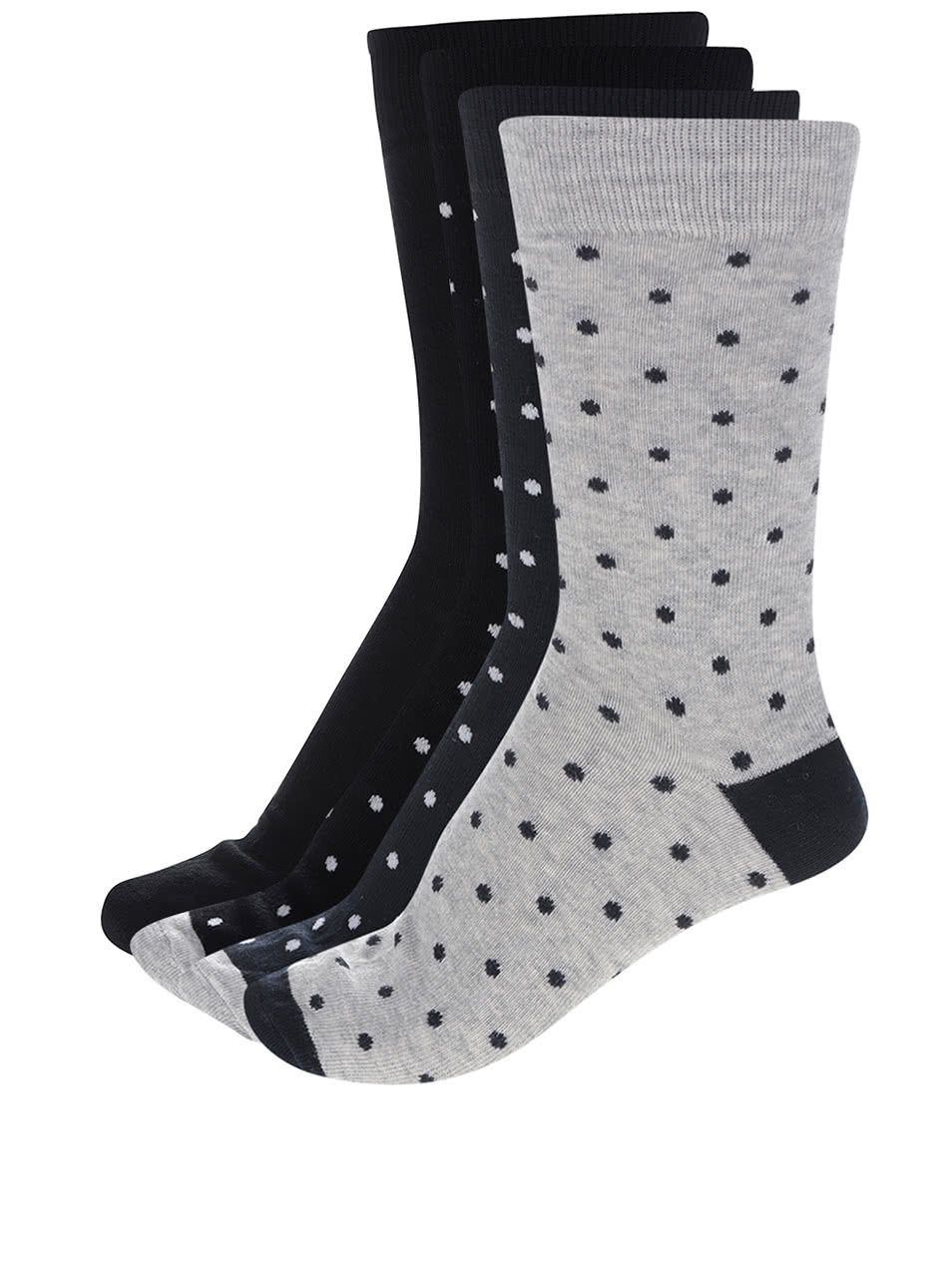 Sada čtyř párů ponožek s puntíky v černé, šedé a modré barvě ONLY & SONS Niels