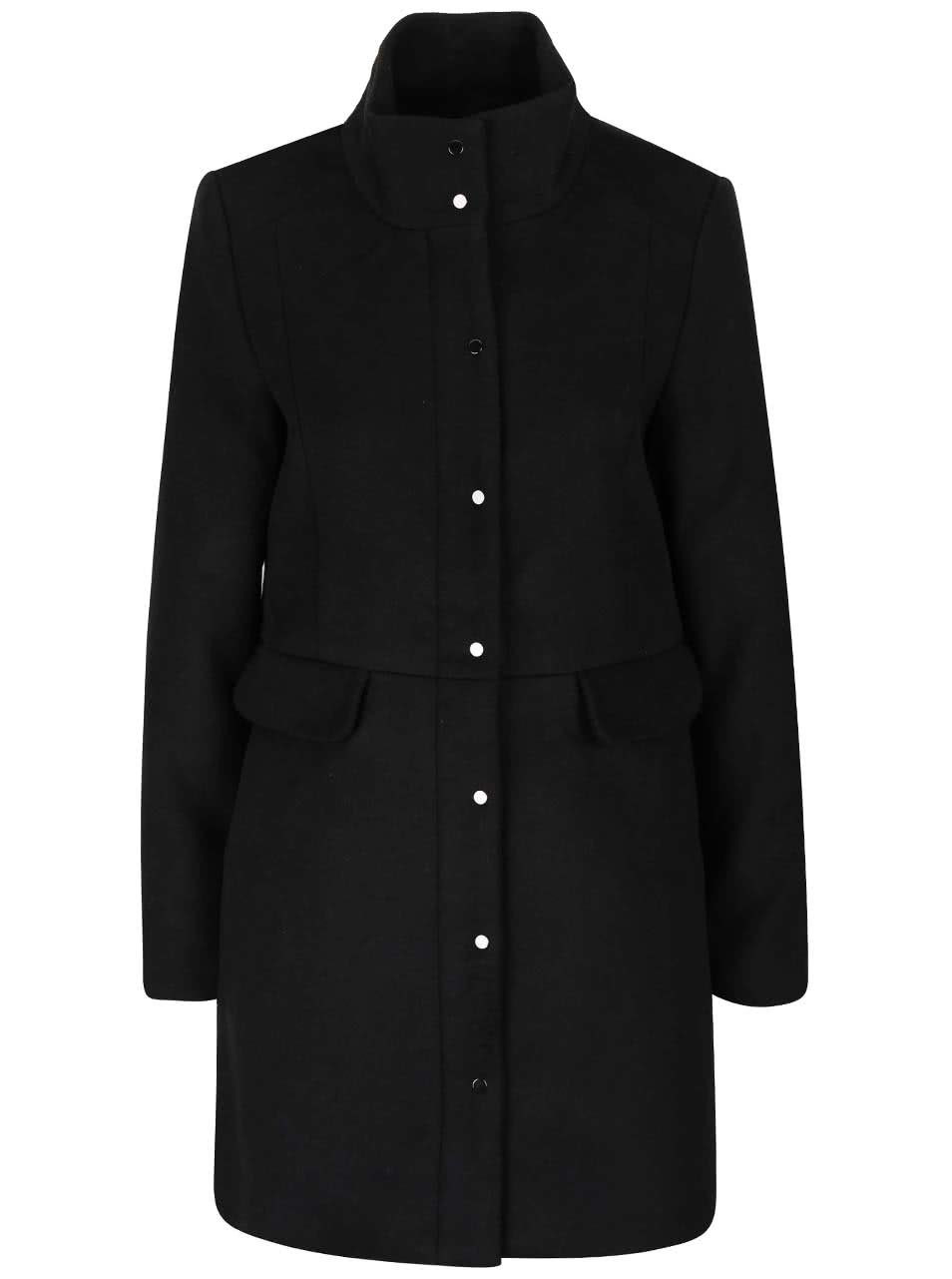 Černý kabát s límcem Vero Moda One Dope