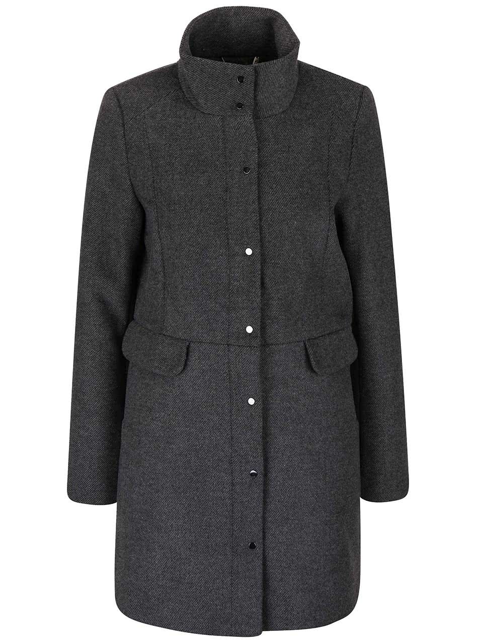 Tmavě šedý kabát s límcem Vero Moda One Dope