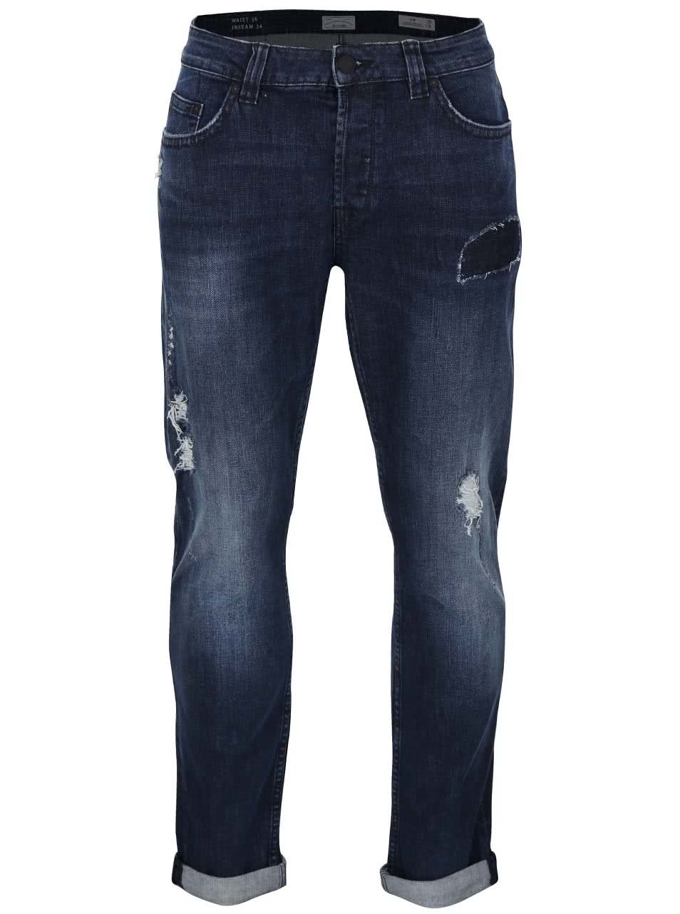 Tmavě modré džíny s potrhaným efektem ONLY & SONS Loom