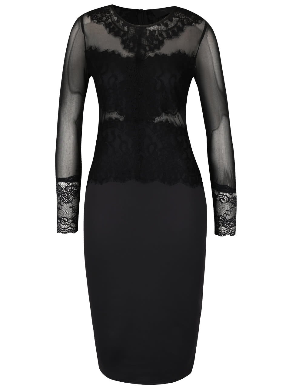 Černé přiléhavé šaty s dlouhými rukávy AX Paris