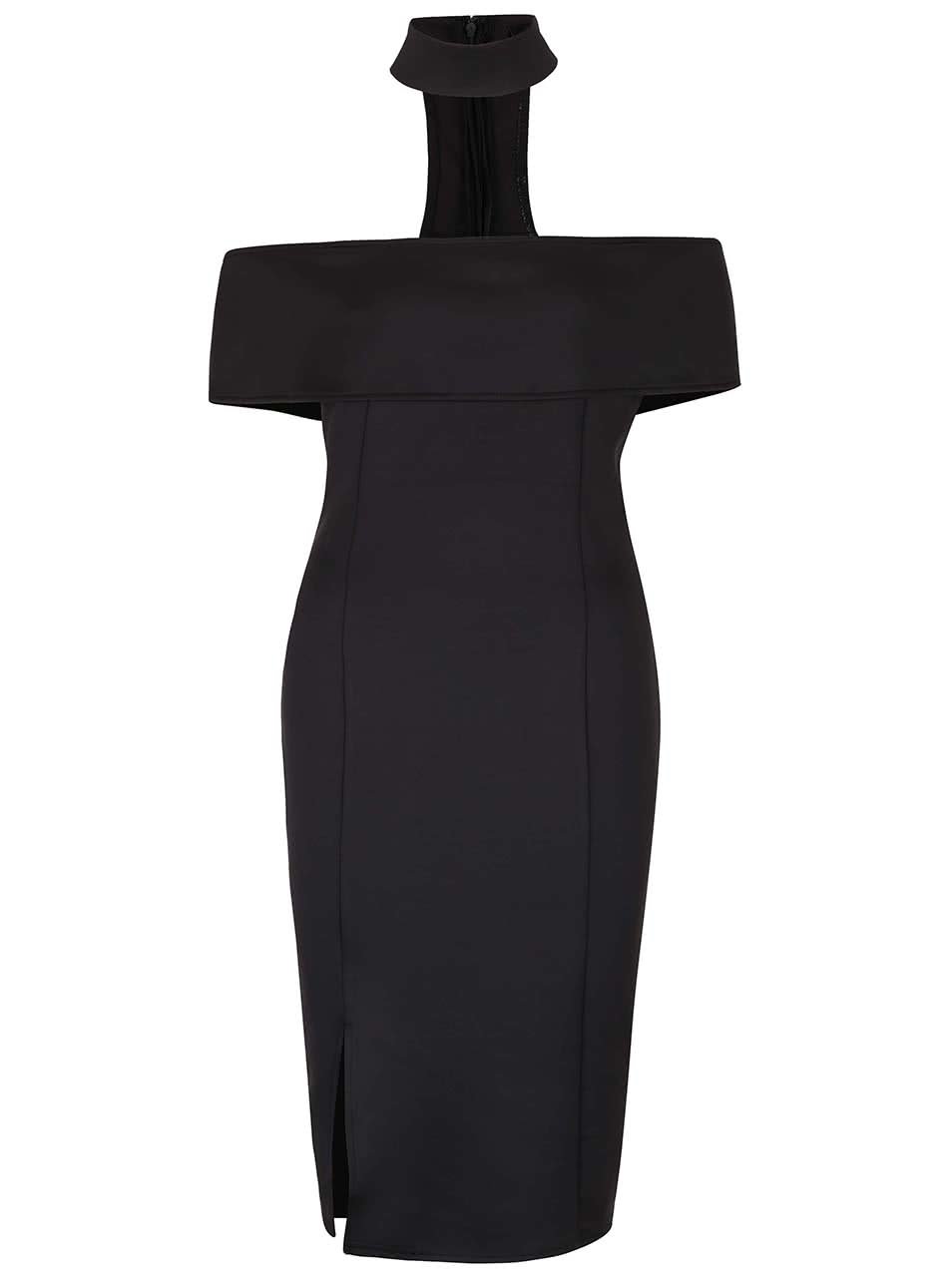 Černé atypické šaty s odhalenými rameny AX Paris