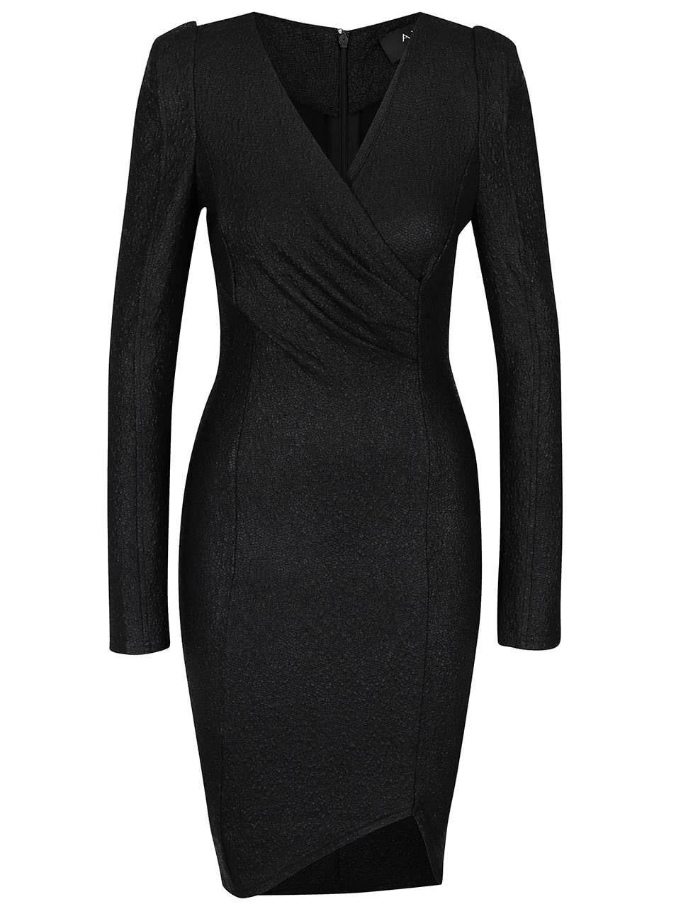 Černé šaty s dlouhým rukávem a strukturovaným povrchem AX Paris