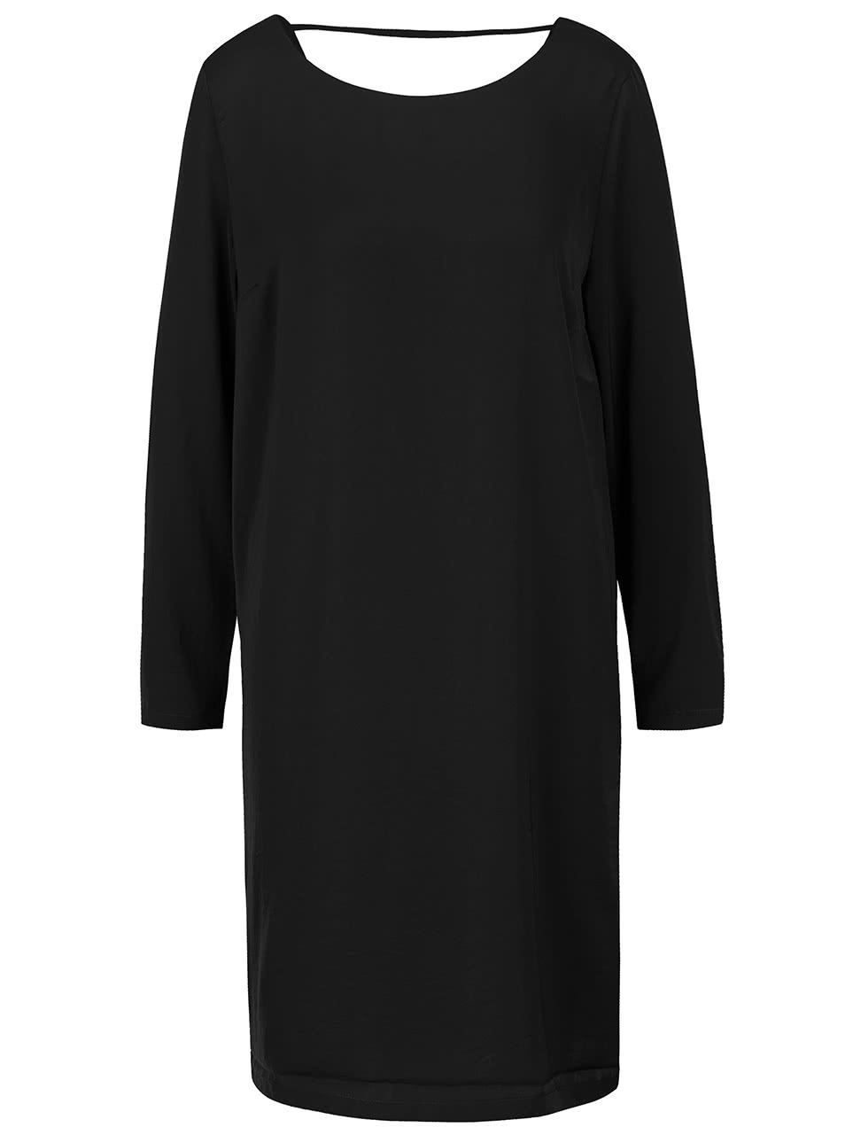 Černé lesklé volnější šaty s dlouhým rukávem ICHI Classy