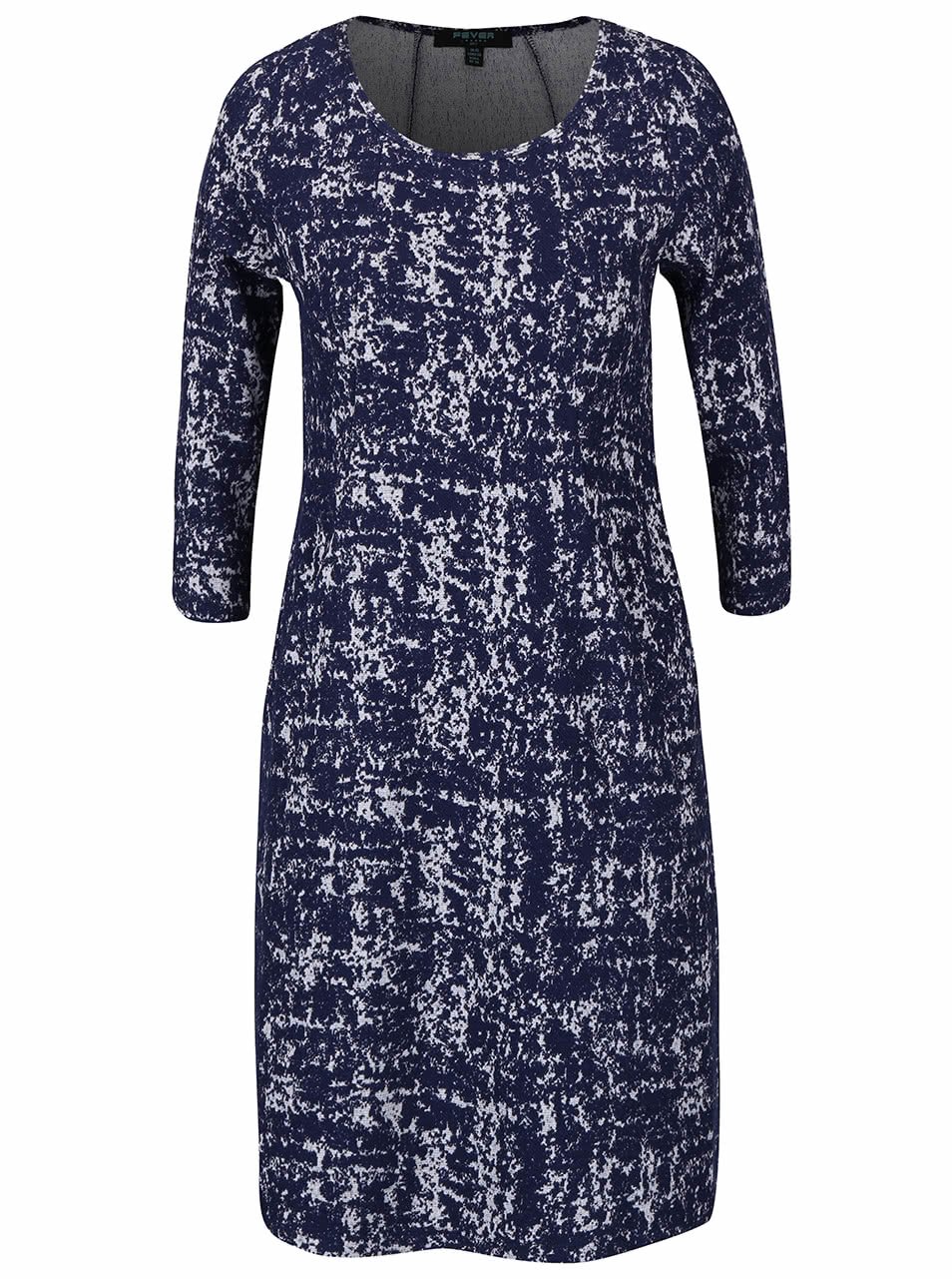 Tmavě modré vzorované strečové šaty s kapsami Fever London Logan