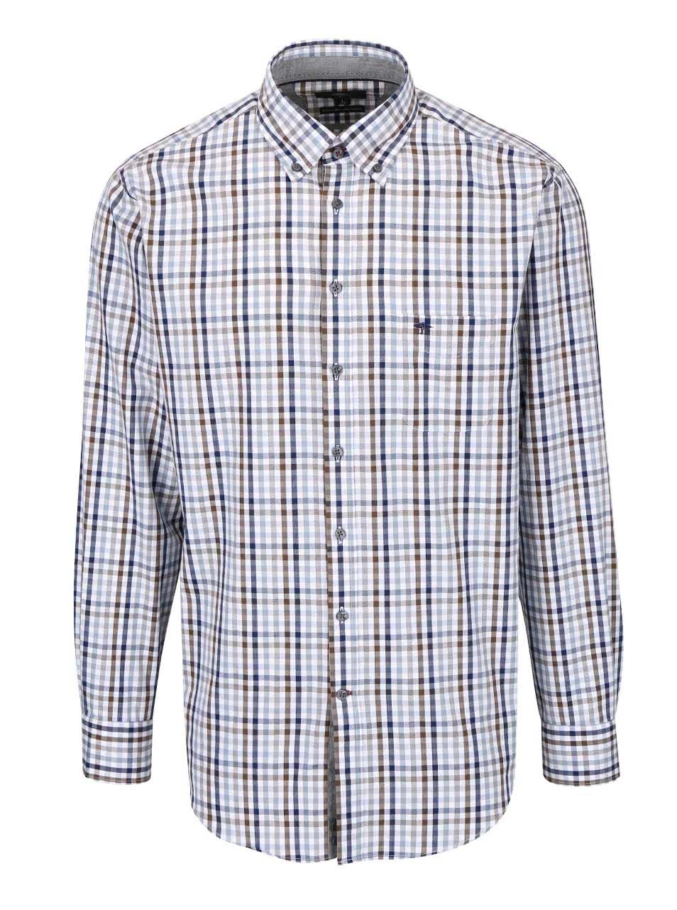 Modro-hnědo-bílá kostkovaná košile Fynch-Hatton