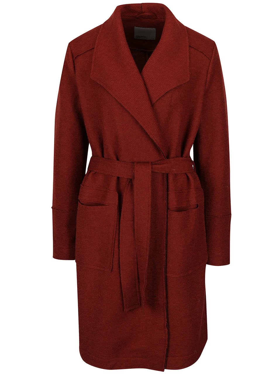 Cihlový lehký žebrovaný kabát Vero Moda Sabrina