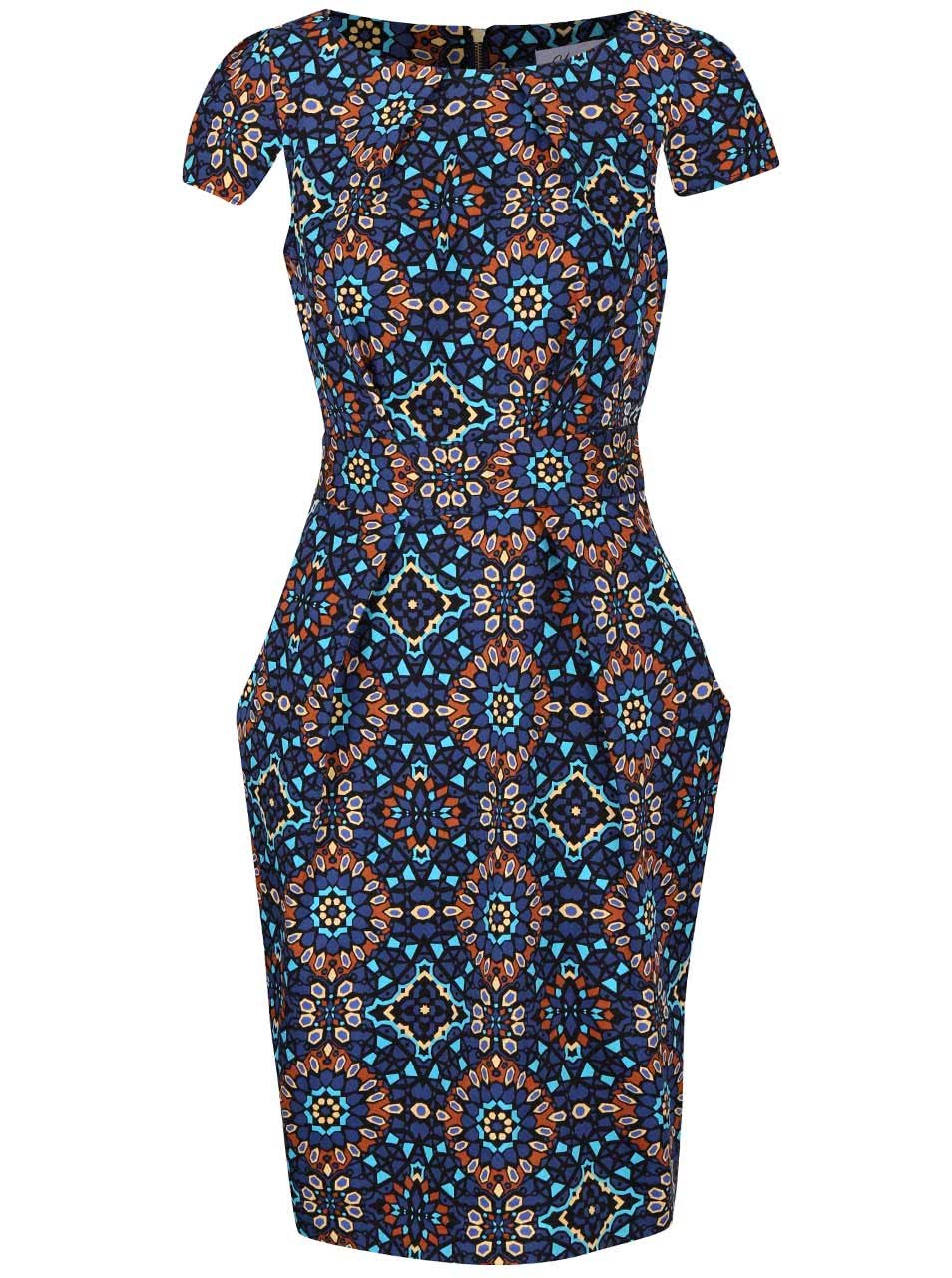 Hnědo-modré vzorované šaty Closet