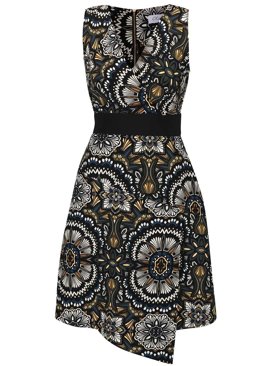 Krémovo-černé květované šaty Closet