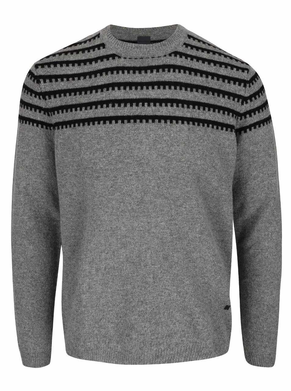 Šedý vlněný svetr s černým vzorem Bertoni Steen