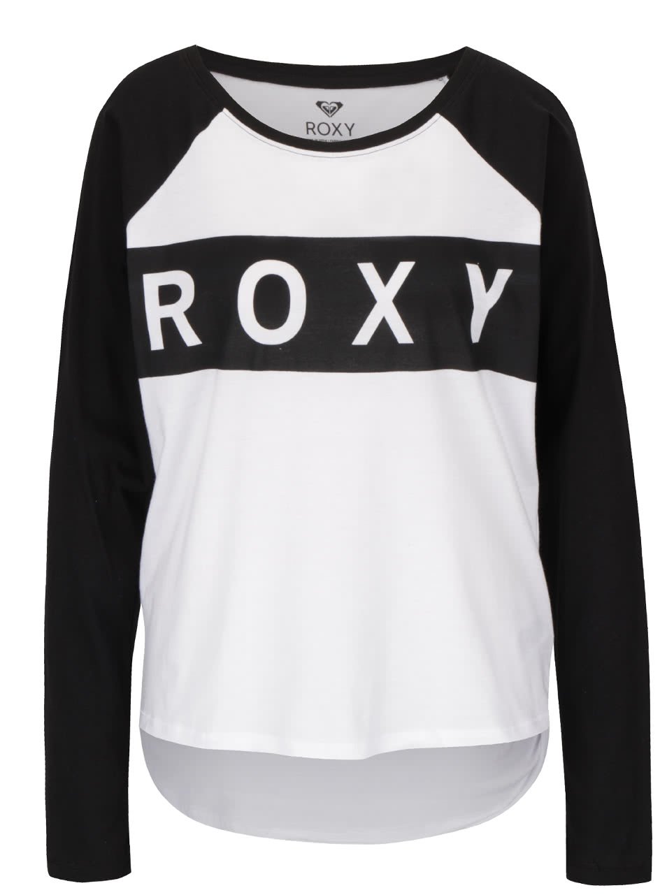 Černo-bílé tričko s nápisem a dlouhým rukávem Roxy Love