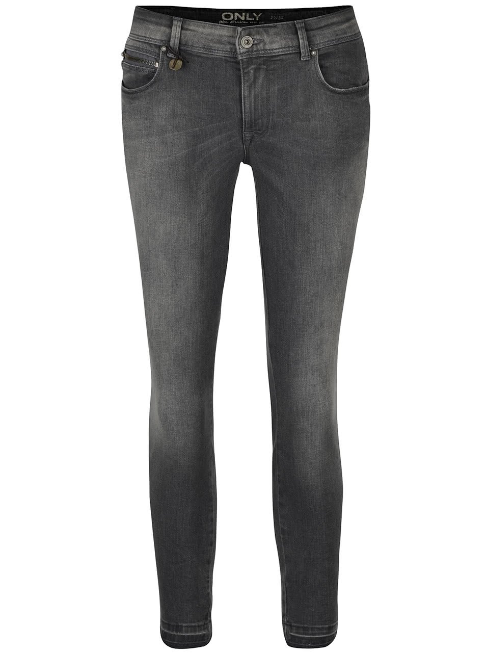 Tmavě šedé vyšisované skinny džíny ONLY Carmen