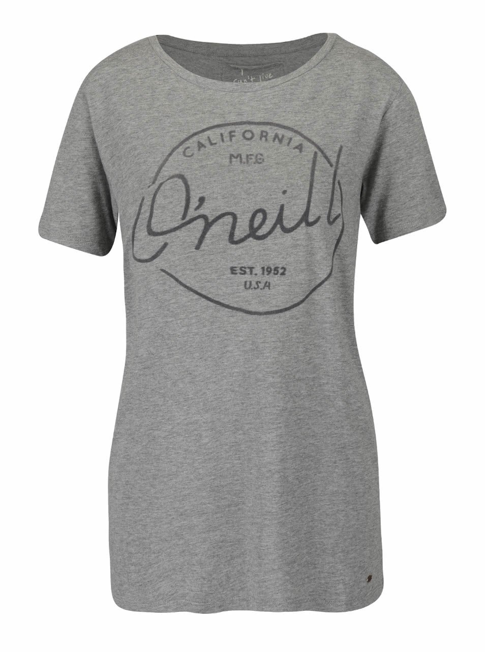 Šedé dámské žíhané tričko s potiskem O'Neill Base Brand