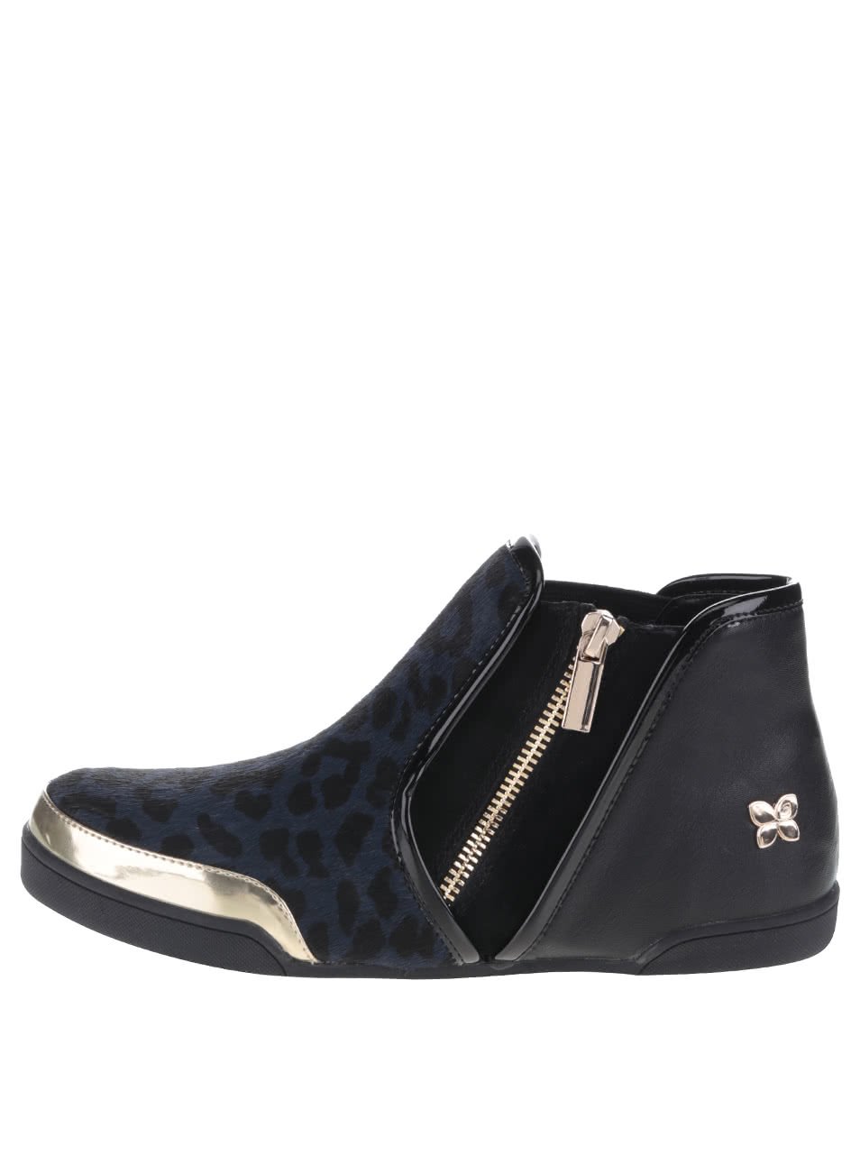 Černo-modré kotníkové boty s leopardím vzorem Butterfly Twists Alexis