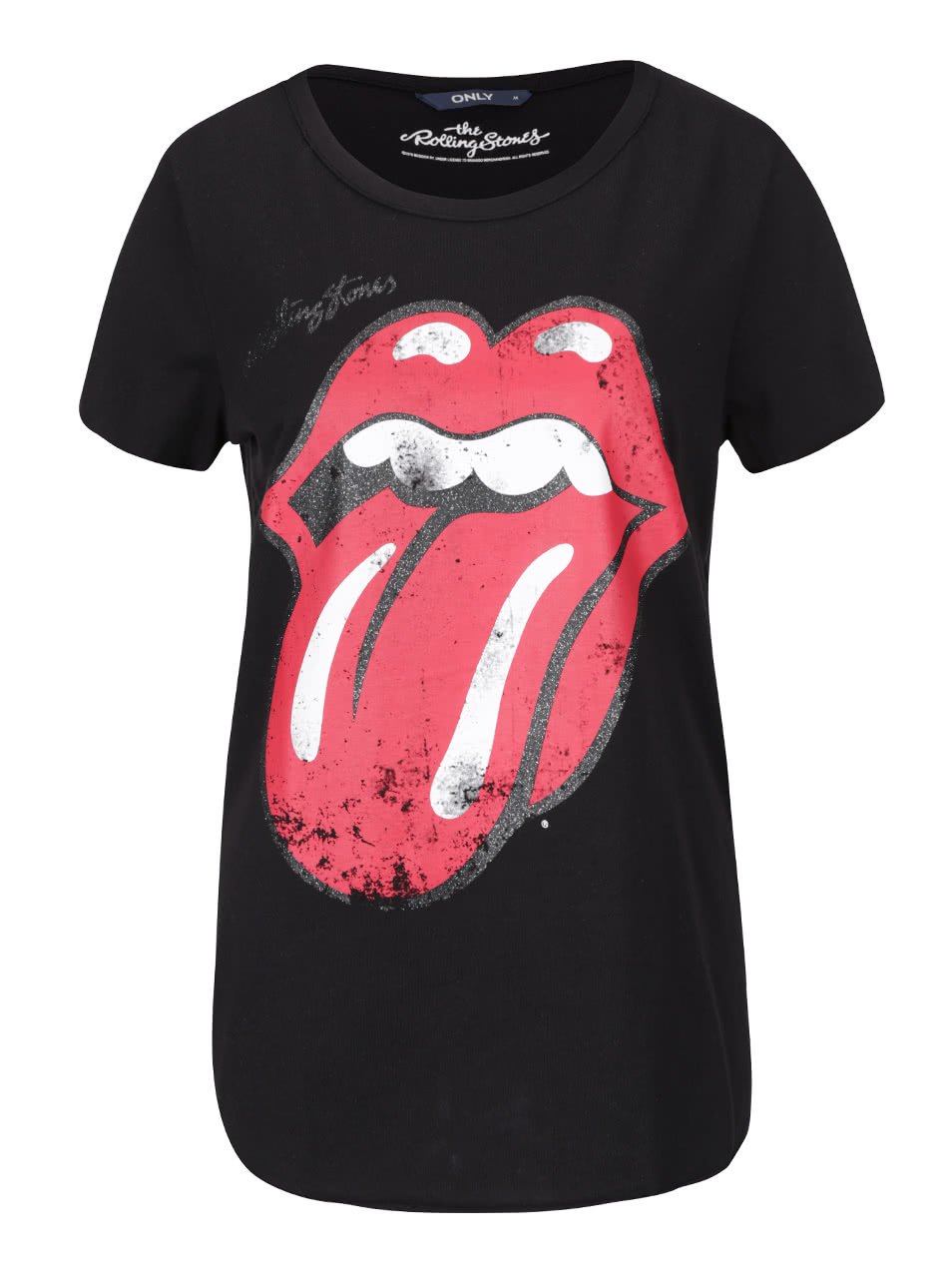 Černé tričko s potiskem ONLY Rolling Stones
