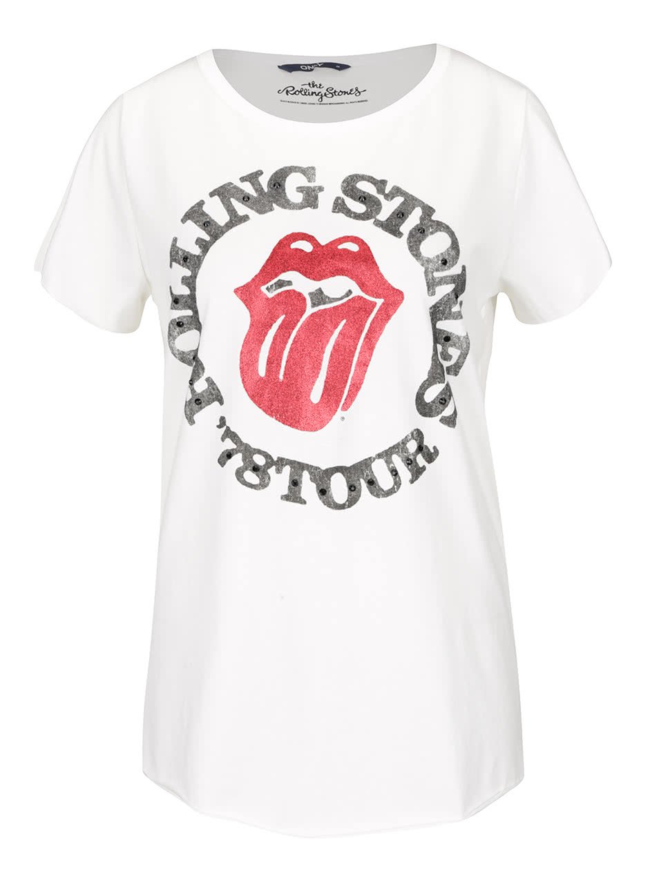 Krémové tričko s potiskem ONLY Rolling Stones